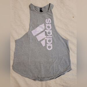 Adidas Gray Pink Sleeveless Crop Muscle Tee